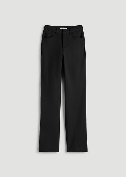 American Tall Women Soft Flex Ponte Straight Leg Pants for Tall Women in Black