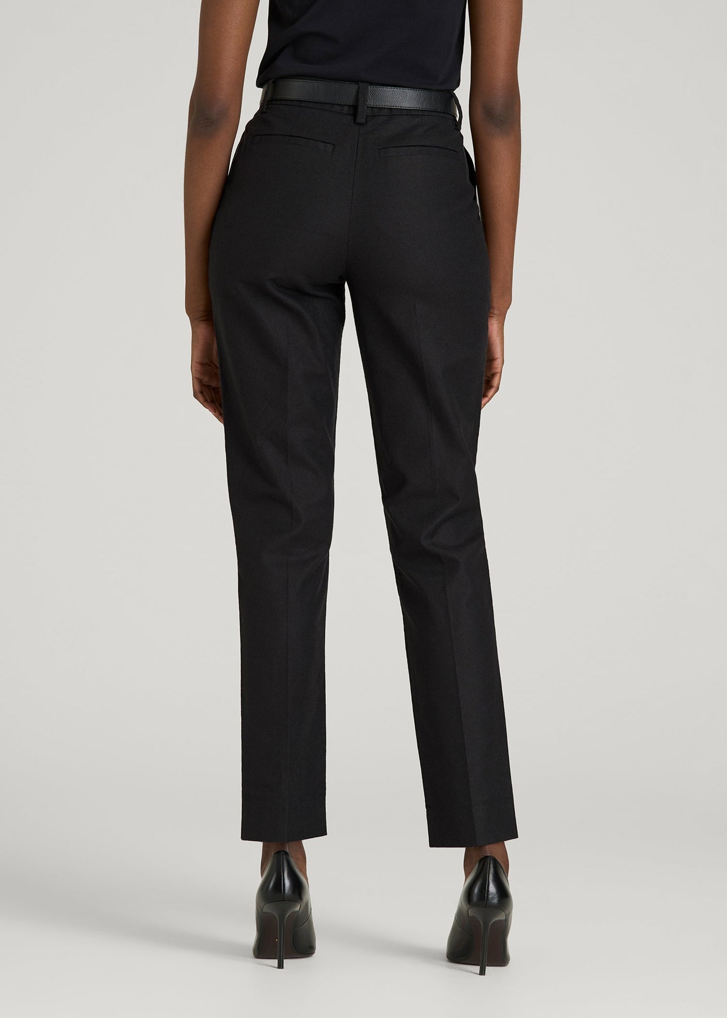 American Tall Women Stretch Linen Blend Dress Pants for Tall Women in Black