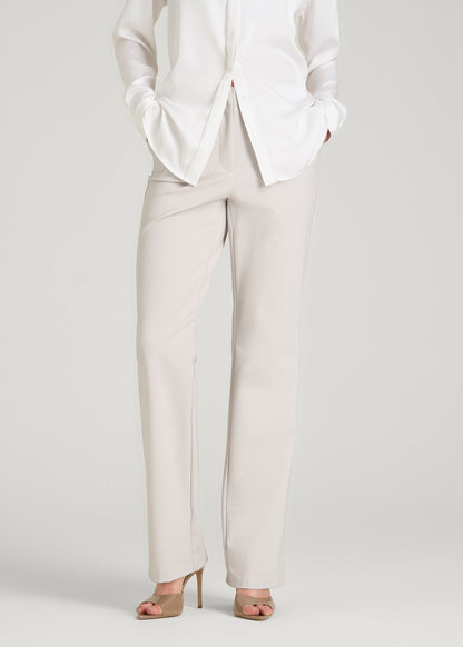 American Tall Women Freedom Flex Straight Leg Dress Pants for Tall Women in White Sand