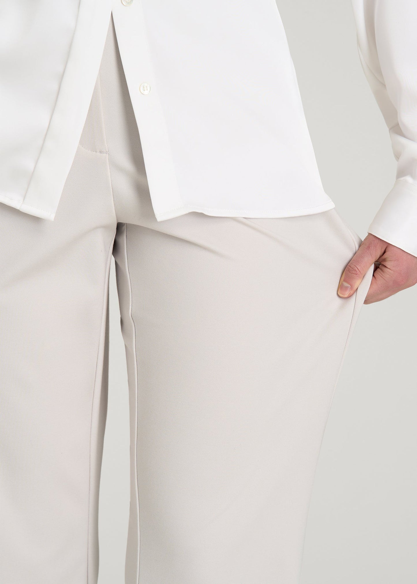 American Tall Women Freedom Flex Straight Leg Dress Pants for Tall Women in White Sand