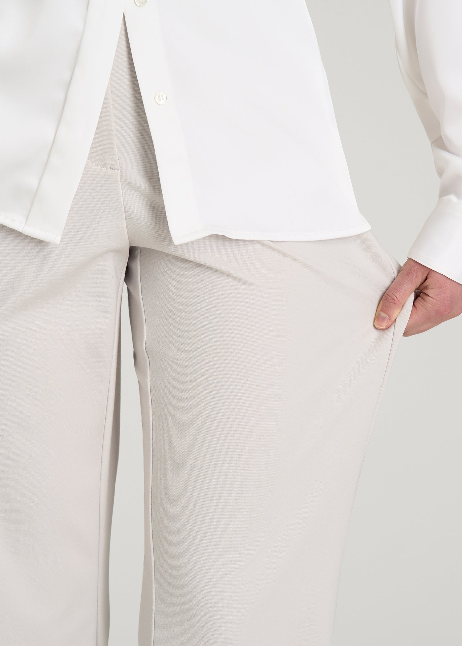 American Tall Women Freedom Flex Straight Leg Dress Pants for Tall Women in White Sand