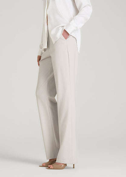 American Tall Women Freedom Flex Straight Leg Dress Pants for Tall Women in White Sand