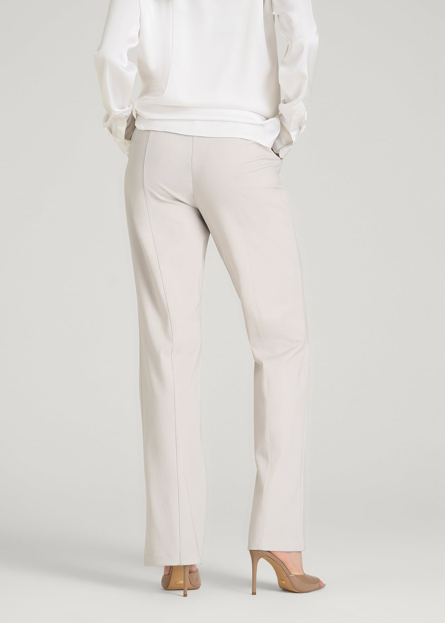 American Tall Women Freedom Flex Straight Leg Dress Pants for Tall Women in White Sand