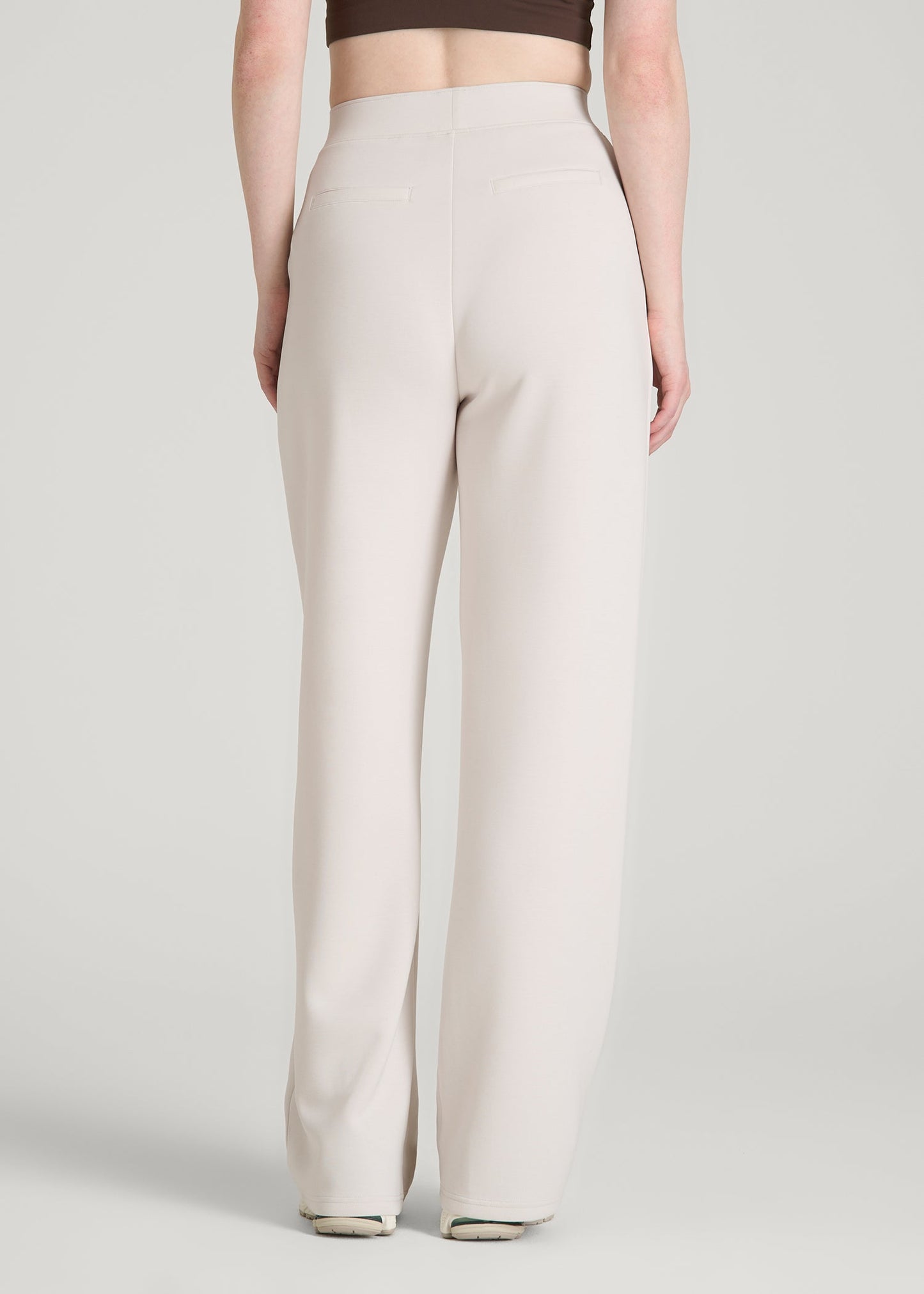 American Tall Women Soft Motion Pleated Wide Leg Pant for Tall Women in White Sand