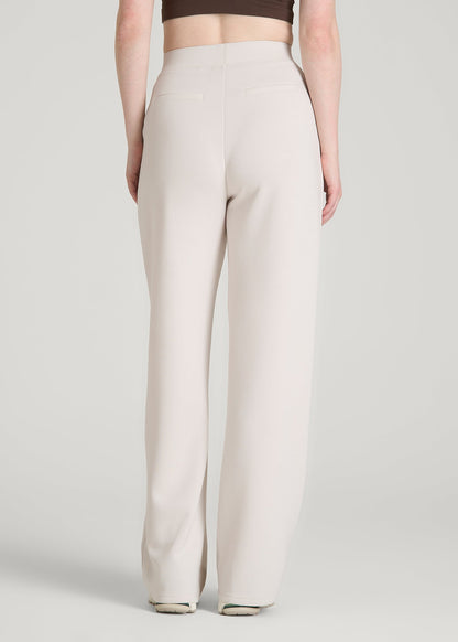 American Tall Women Soft Motion Pleated Wide Leg Pant for Tall Women in White Sand