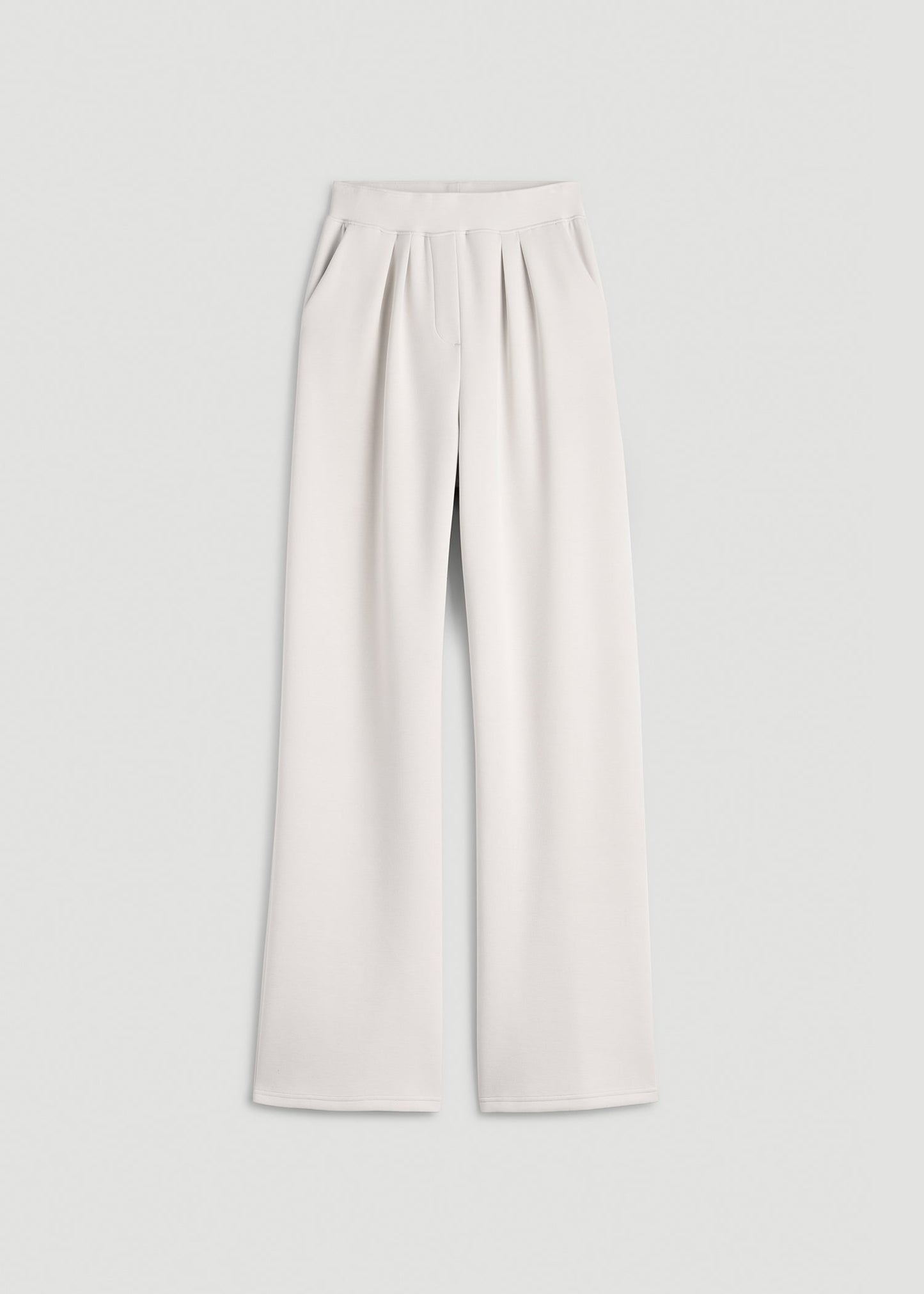 American Tall Women Soft Motion Pleated Wide Leg Pant for Tall Women in White Sand