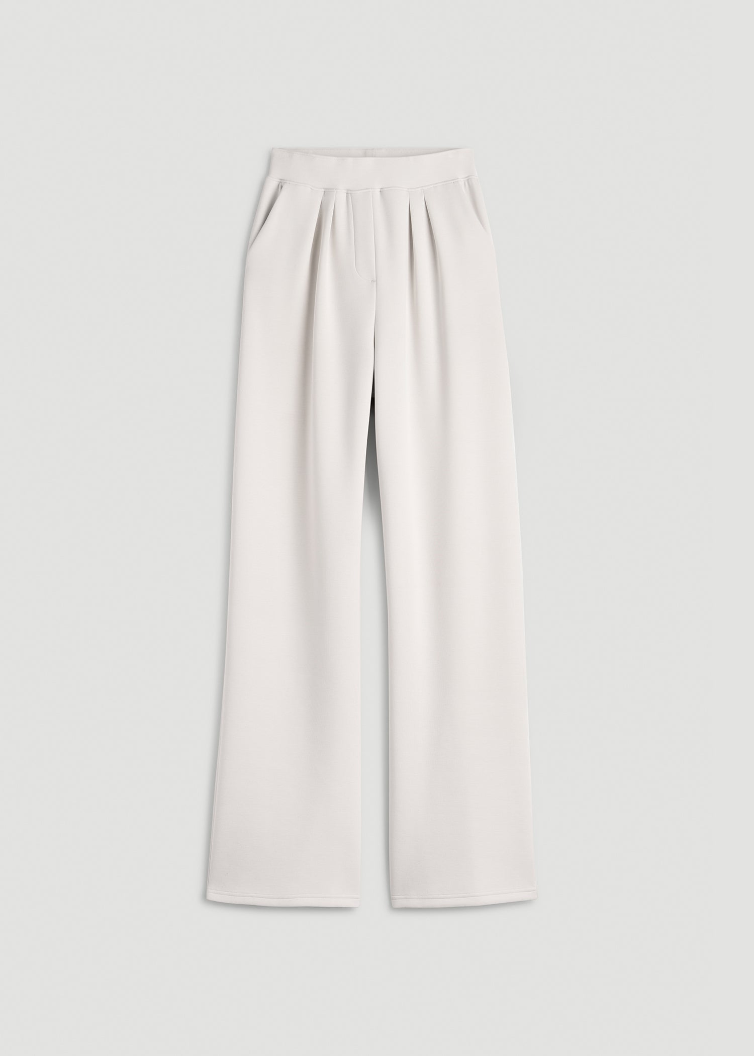 American Tall Women Soft Motion Pleated Wide Leg Pant for Tall Women in White Sand