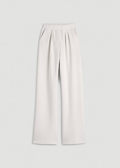 American Tall Women Soft Motion Pleated Wide Leg Pant for Tall Women in White Sand