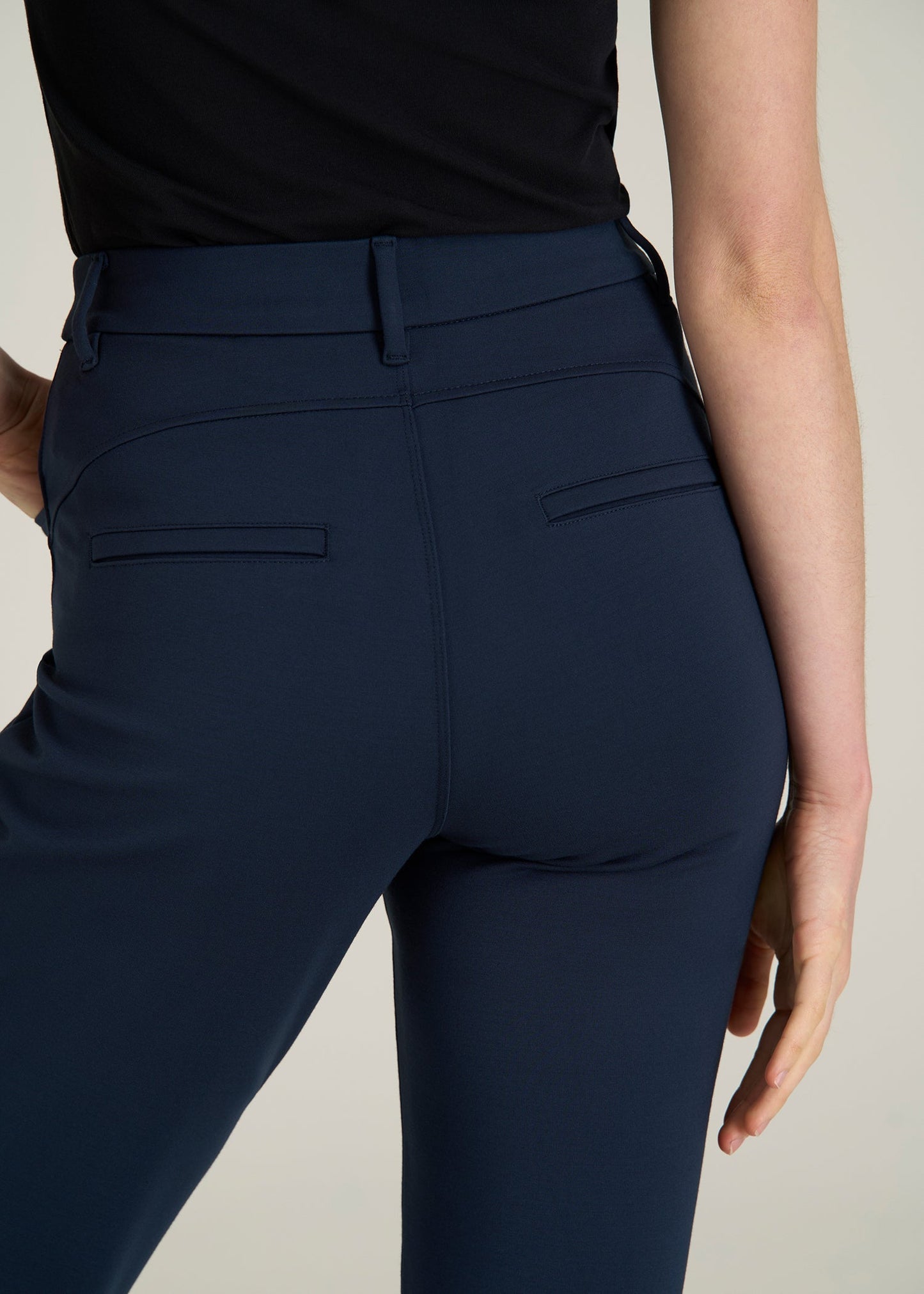 American Tall Women Soft Flex Ponte Straight Leg Pants for Tall Women in Navy