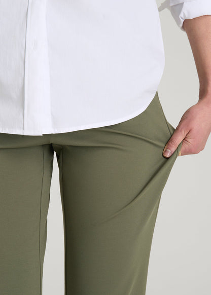 American Tall Women Freedom Flex Slim Straight Leg Dress Pants for Tall Women in Olive