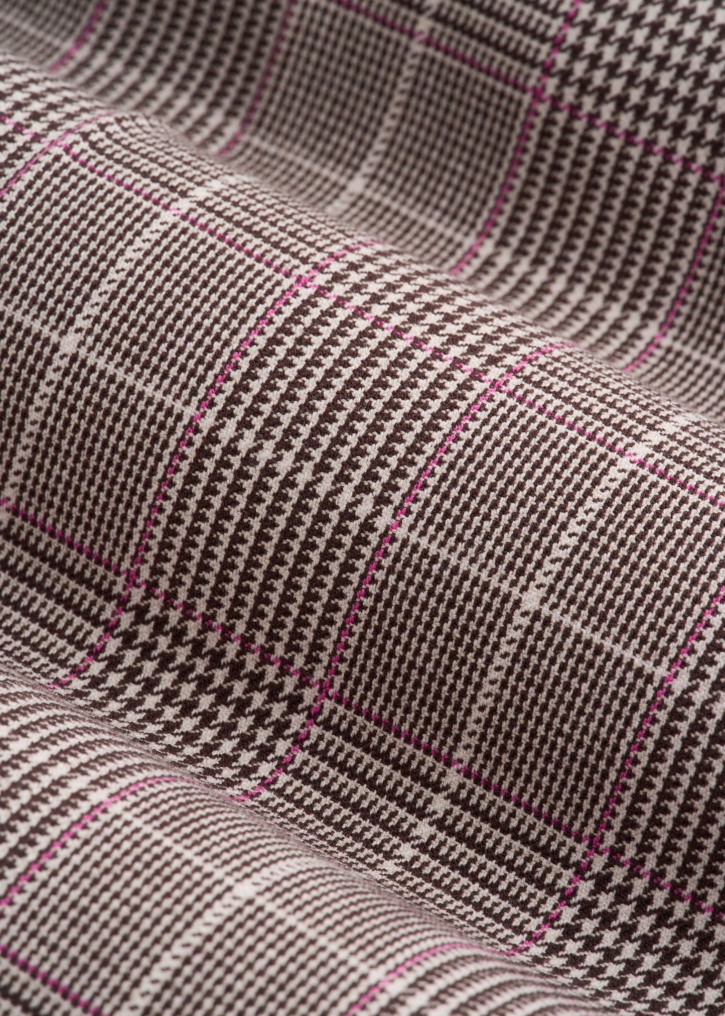 American Tall Women Wide-Leg Cuffed Pants for Tall Women in Espresso and Magenta Houndstooth