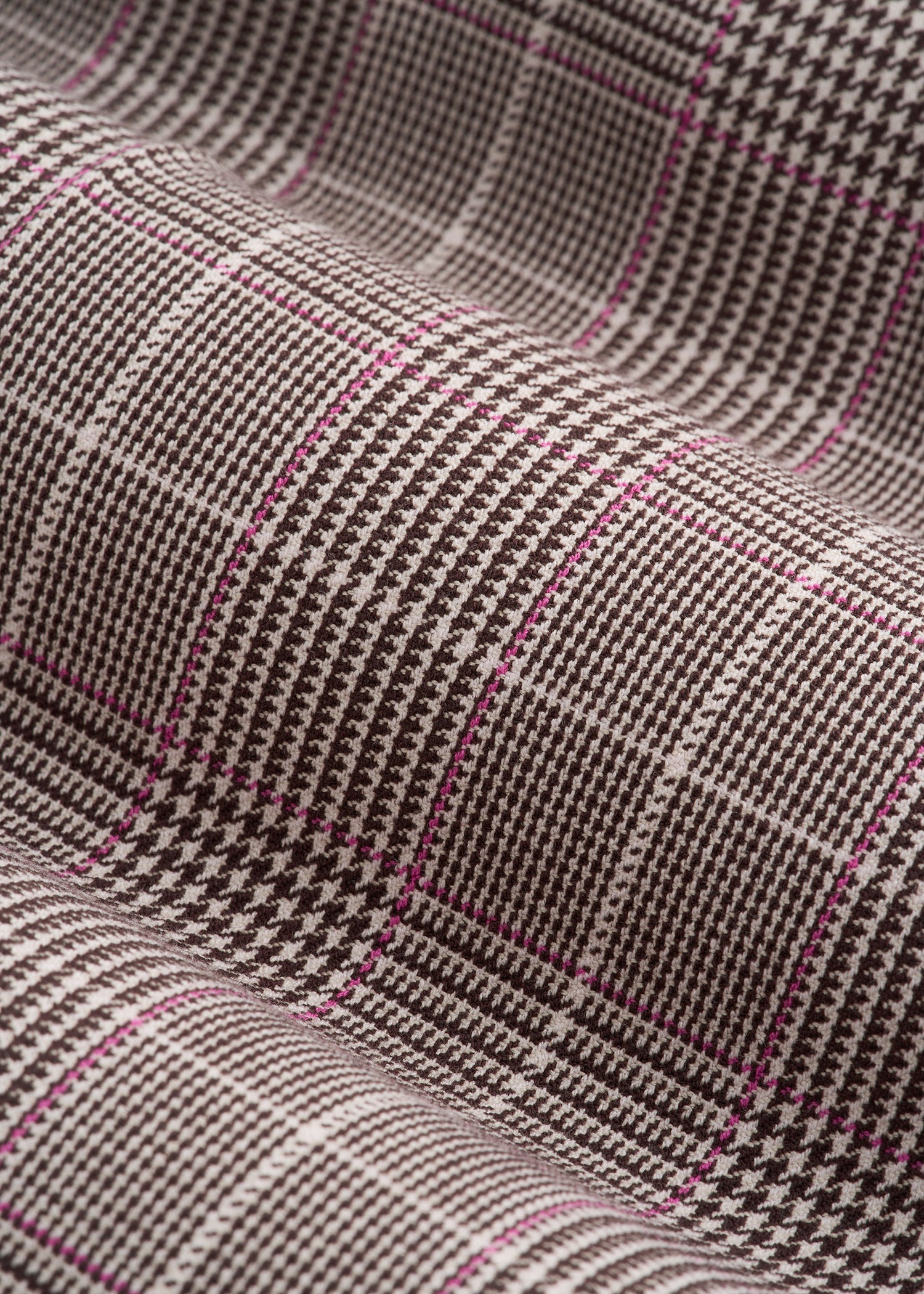 American Tall Women Wide-Leg Cuffed Pants for Tall Women in Espresso and Magenta Houndstooth
