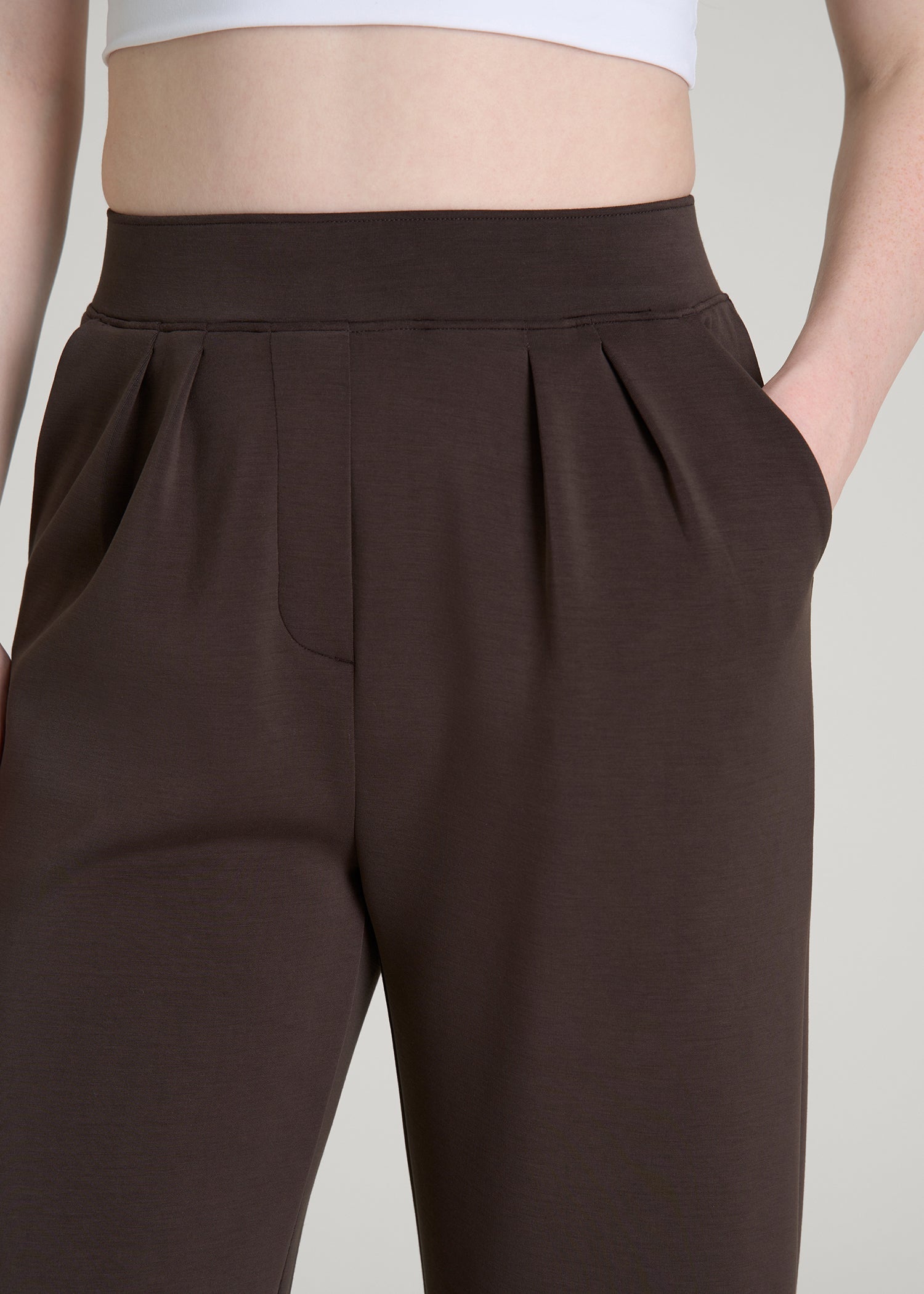 American Tall Women Soft Motion Pleated Wide Leg Pant for Tall Women in Espresso