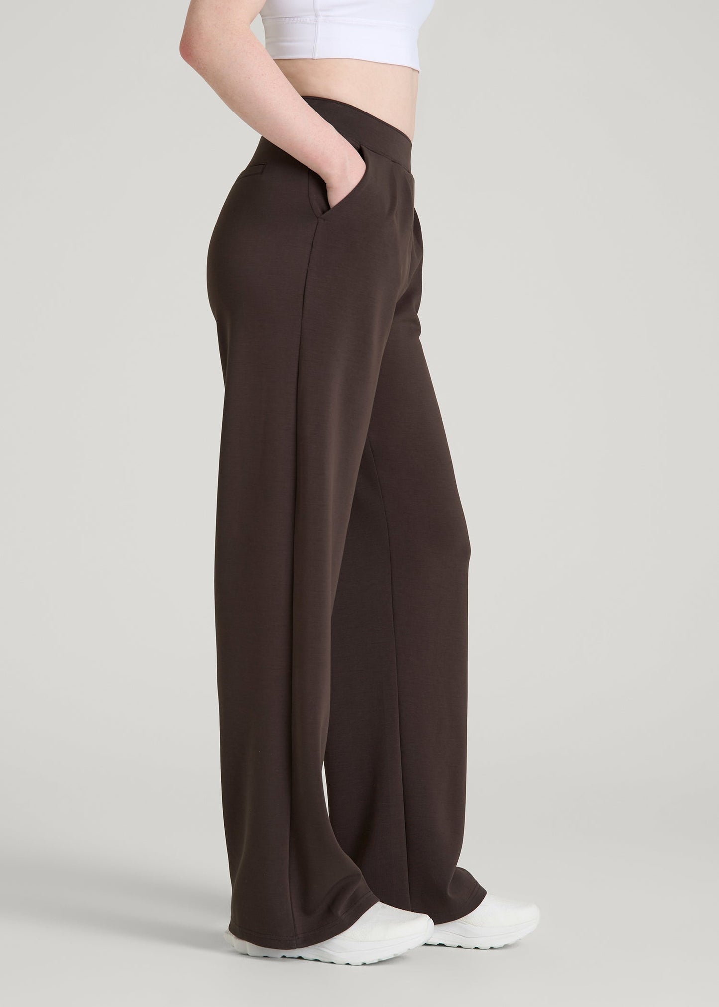 American Tall Women Soft Motion Pleated Wide Leg Pant for Tall Women in Espresso