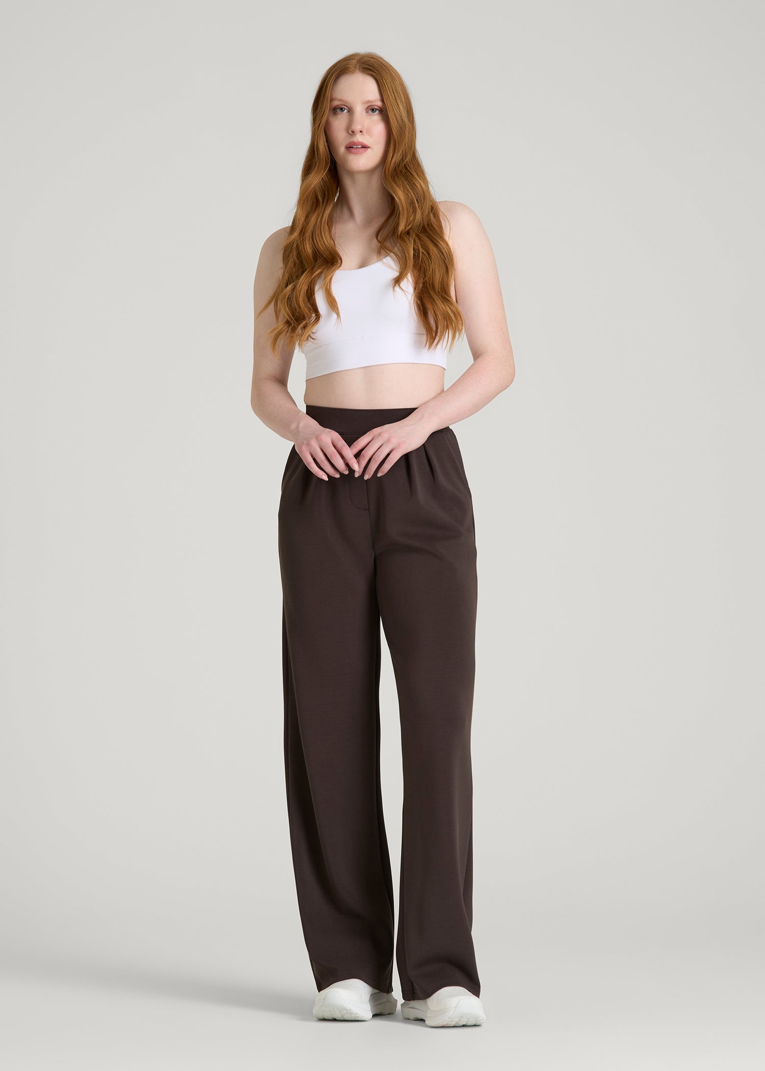 American Tall Women Soft Motion Pleated Wide Leg Pant for Tall Women in Espresso
