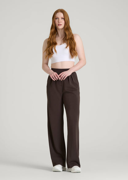 American Tall Women Soft Motion Pleated Wide Leg Pant for Tall Women in Espresso