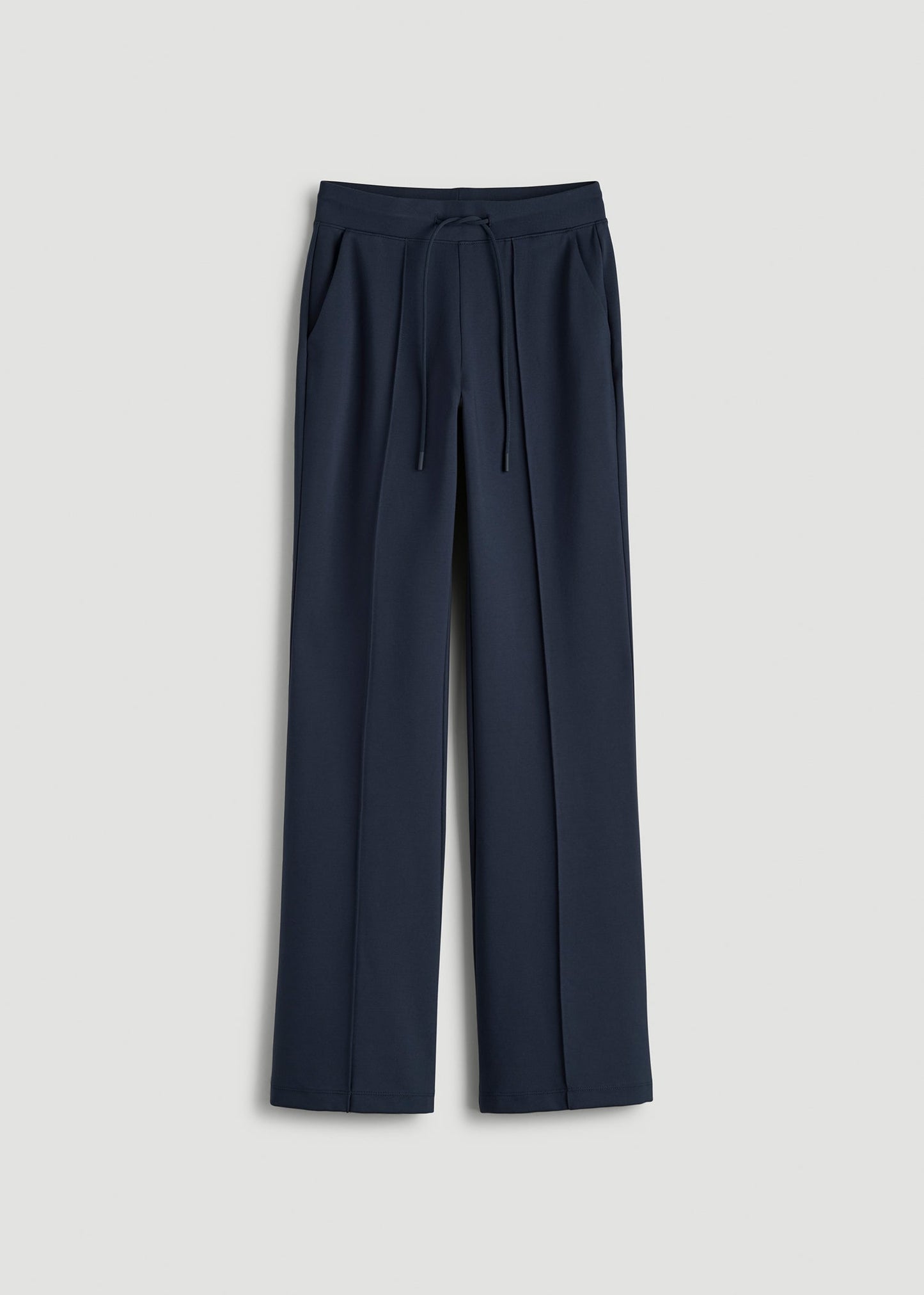 American Tall Women Soft Flex Ponte Flare Pants with Drawcord for Tall Women in Navy