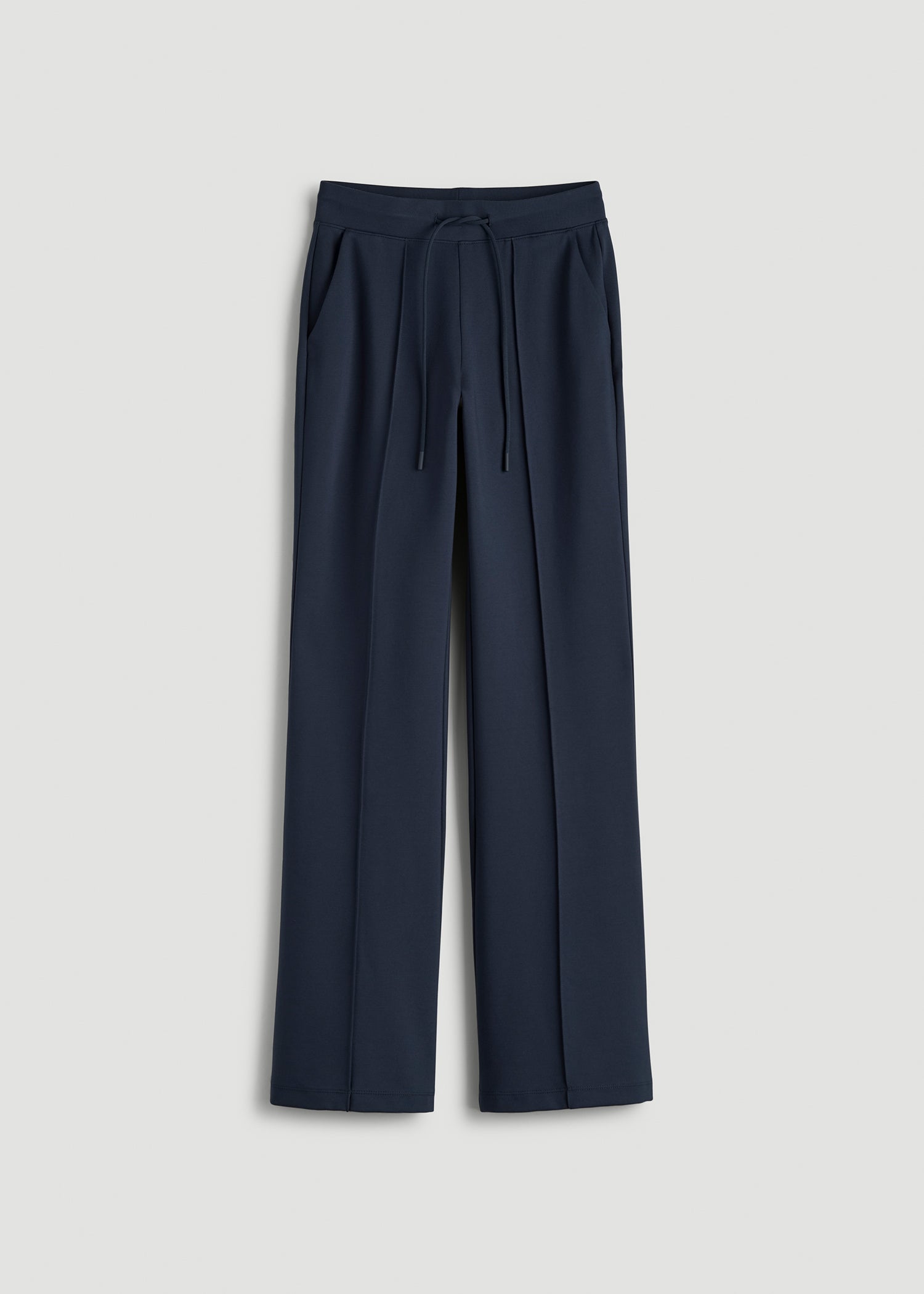 American Tall Women Soft Flex Ponte Flare Pants with Drawcord for Tall Women in Navy