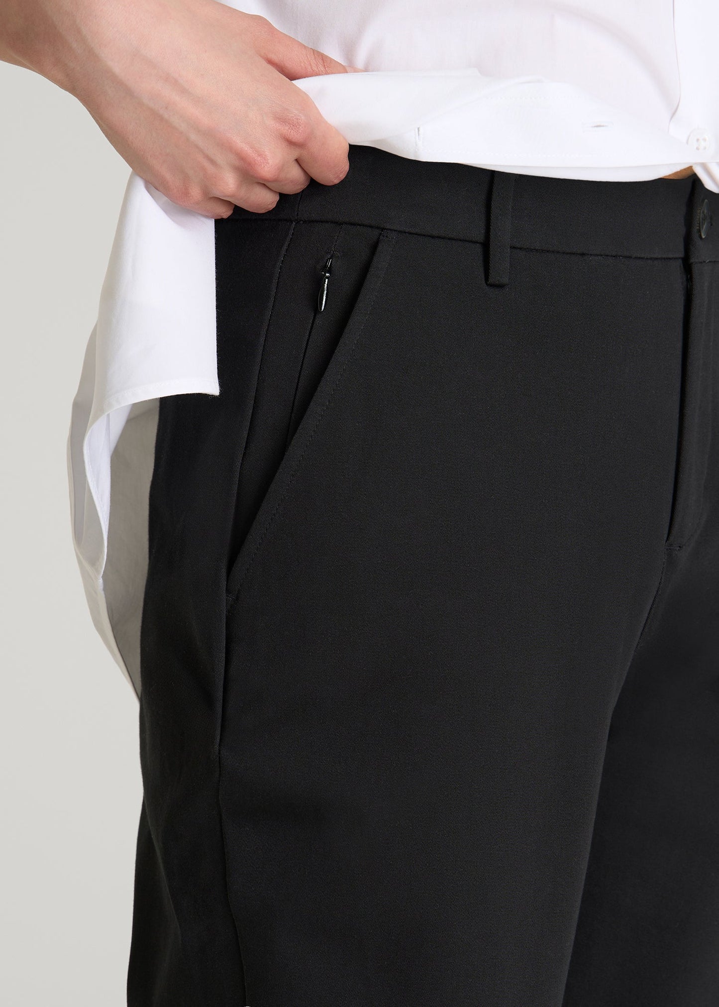American Tall Women Stretch Commuter Tapered Fit Chino Pants for Tall Women in Black