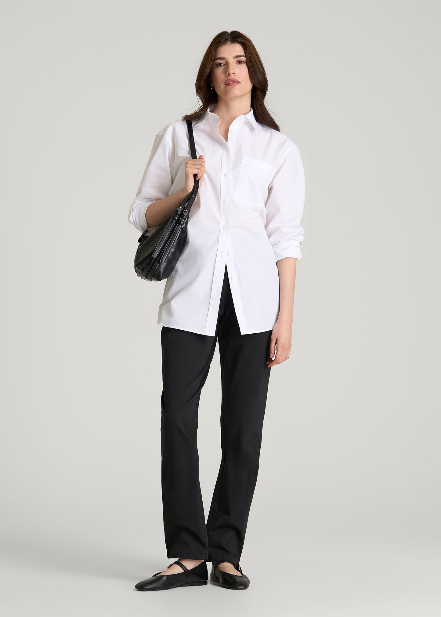 American Tall Women Stretch Commuter Tapered Fit Chino Pants for Tall Women in Black