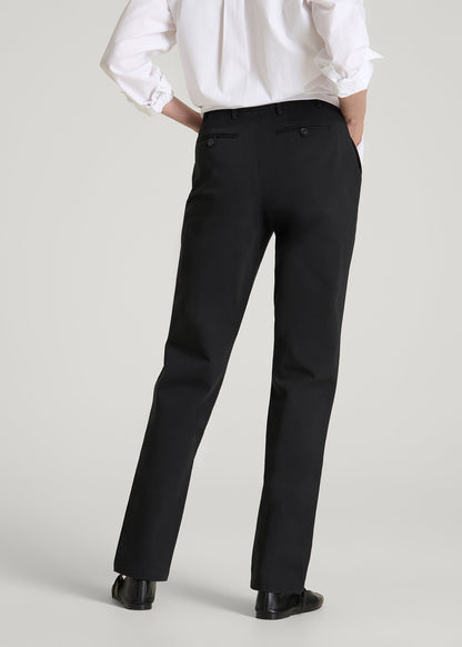 American Tall Women Stretch Commuter Tapered Fit Chino Pants for Tall Women in Black
