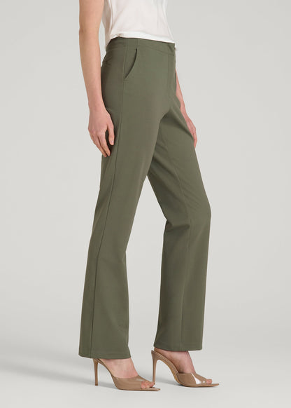 American Tall Women Freedom Flex Straight Leg Dress Pants for Tall Women in Olive
