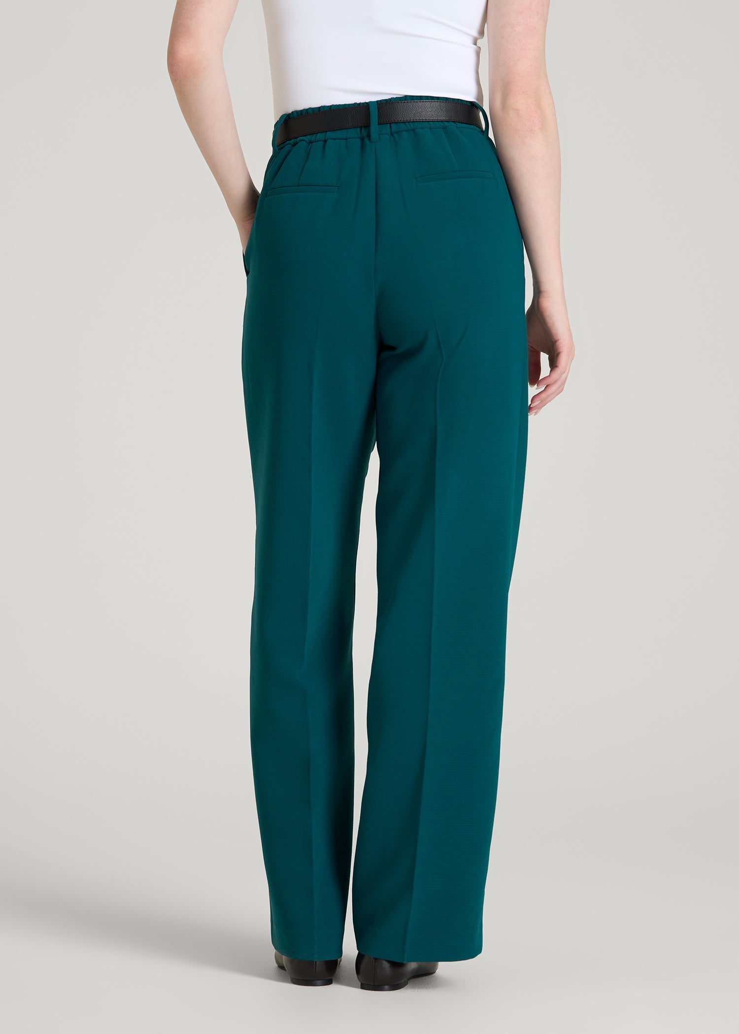 American Tall Women Wide Leg Pleated Dress Pants 2.0 for Tall Women in Deep Teal
