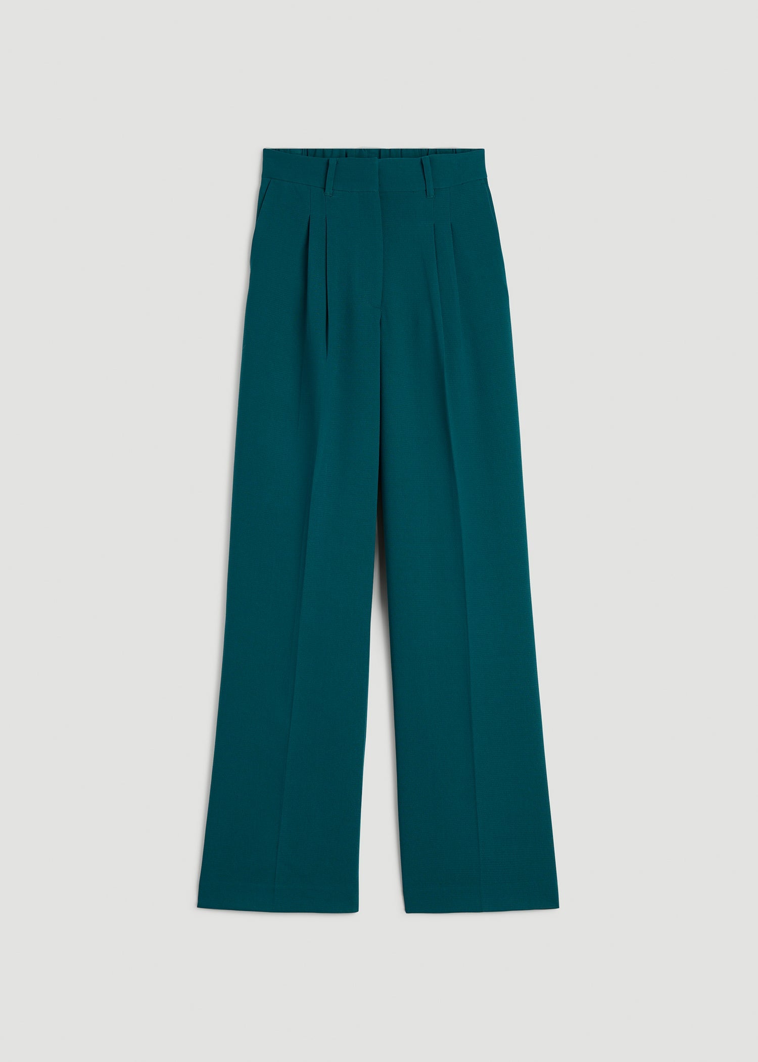 American Tall Women Wide Leg Pleated Dress Pants 2.0 for Tall Women in Deep Teal