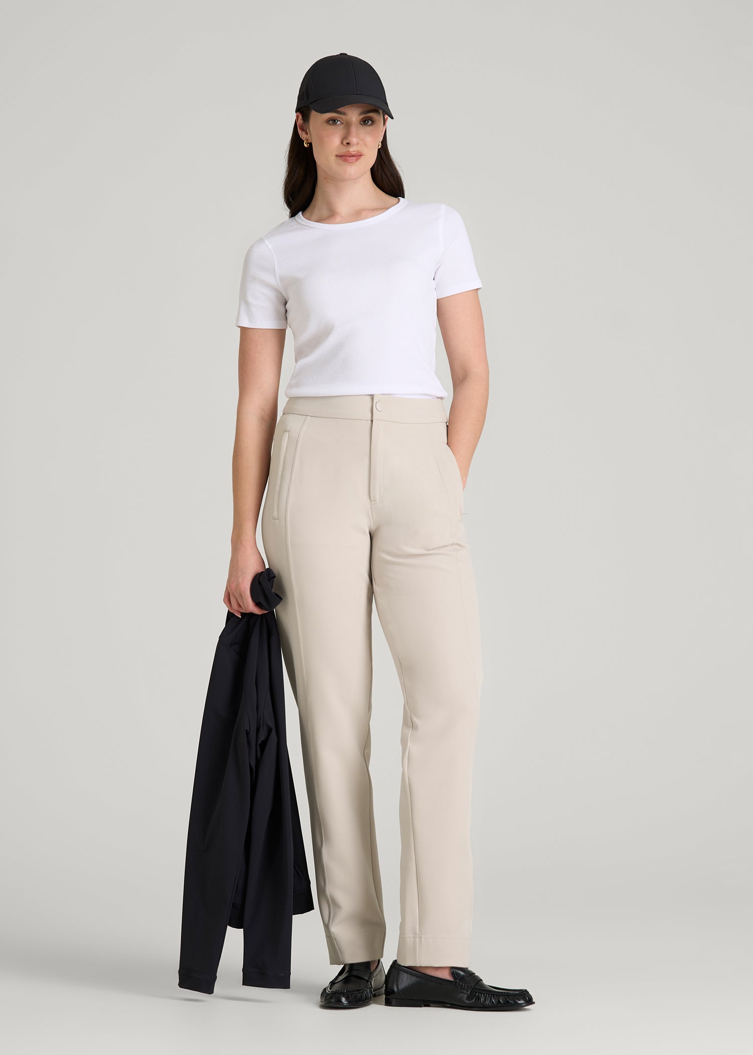 American Tall Women Traveler Tapered Fit Pant for Tall Women in Drywall Tan
