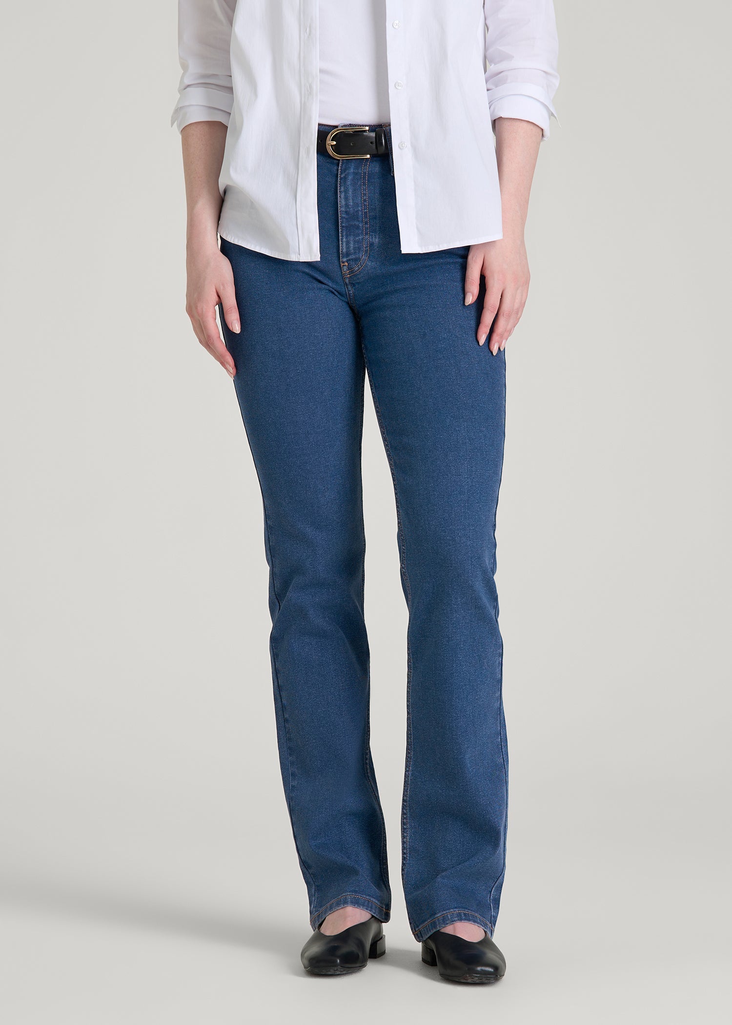 American Tall Women Harper High-Rise Straight Stretch Jeans for Tall Women in New Colorado Blue