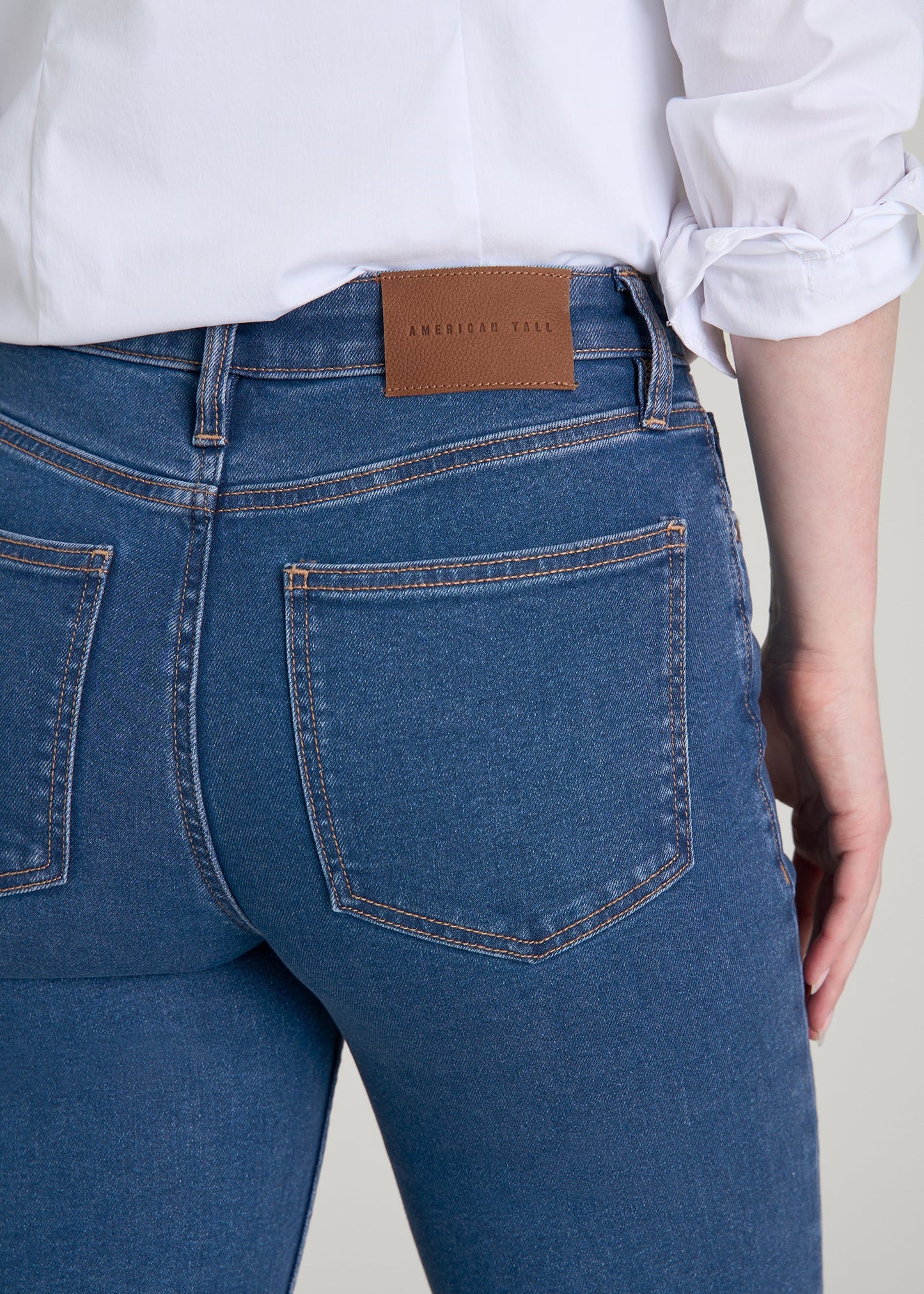 American Tall Women Harper High-Rise Straight Stretch Jeans for Tall Women in New Colorado Blue