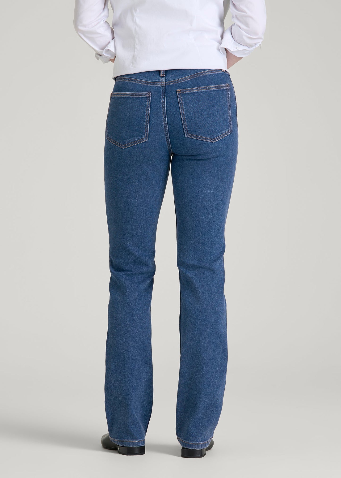 American Tall Women Harper High-Rise Straight Stretch Jeans for Tall Women in New Colorado Blue