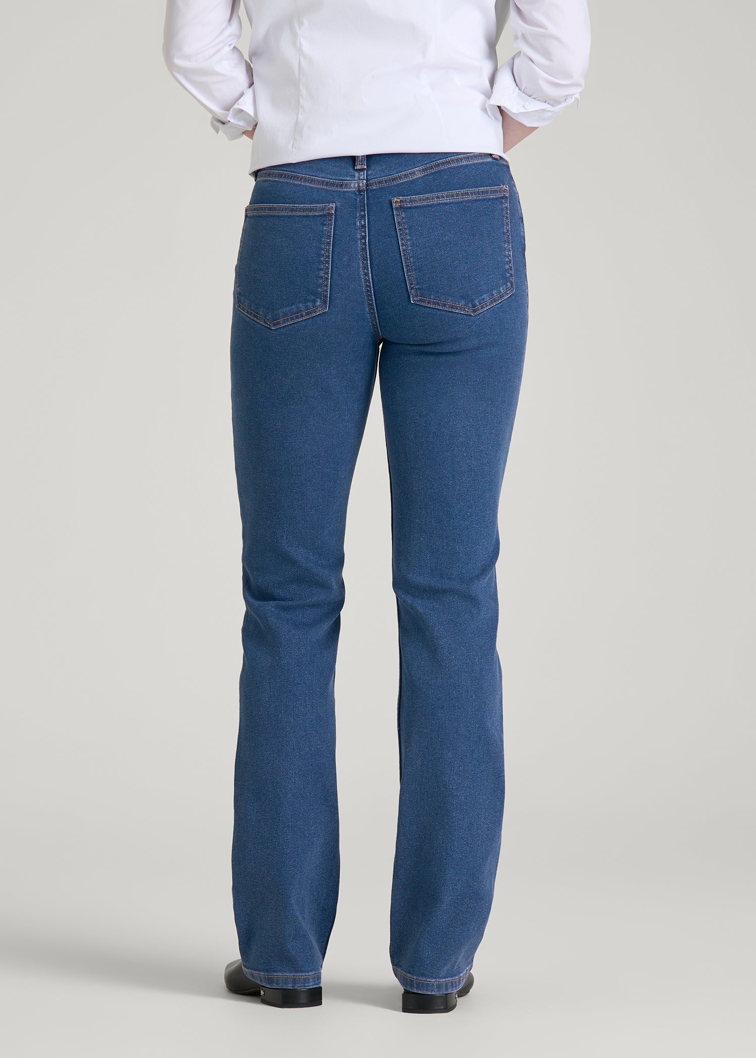 American Tall Women Harper High-Rise Straight Stretch Jeans for Tall Women in New Colorado Blue