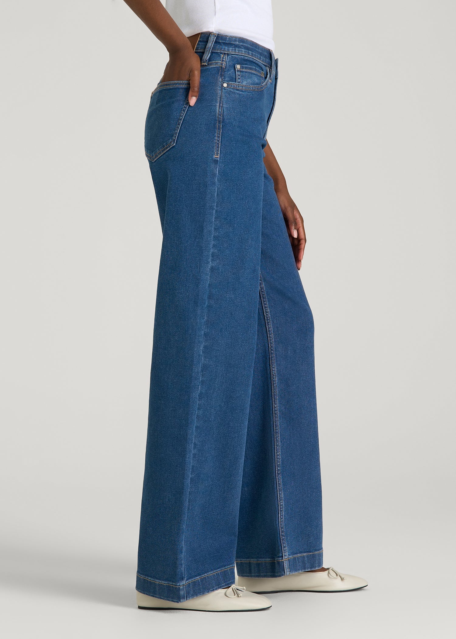 American Tall Women Luna High-Rise Wide-Leg Jeans for Tall Women in New Colorado Blue