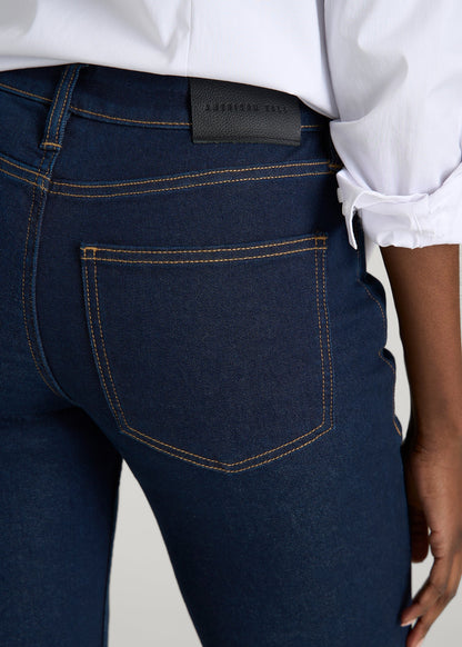 American Tall Women Mid-Rise Straight Fit Jeans for Tall Women in Deep Indigo Wash