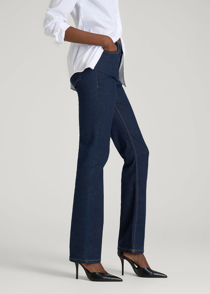 American Tall Women Mid-Rise Straight Fit Jeans for Tall Women in Deep Indigo Wash