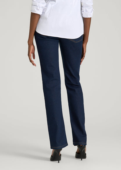 American Tall Women Mid-Rise Straight Fit Jeans for Tall Women in Deep Indigo Wash
