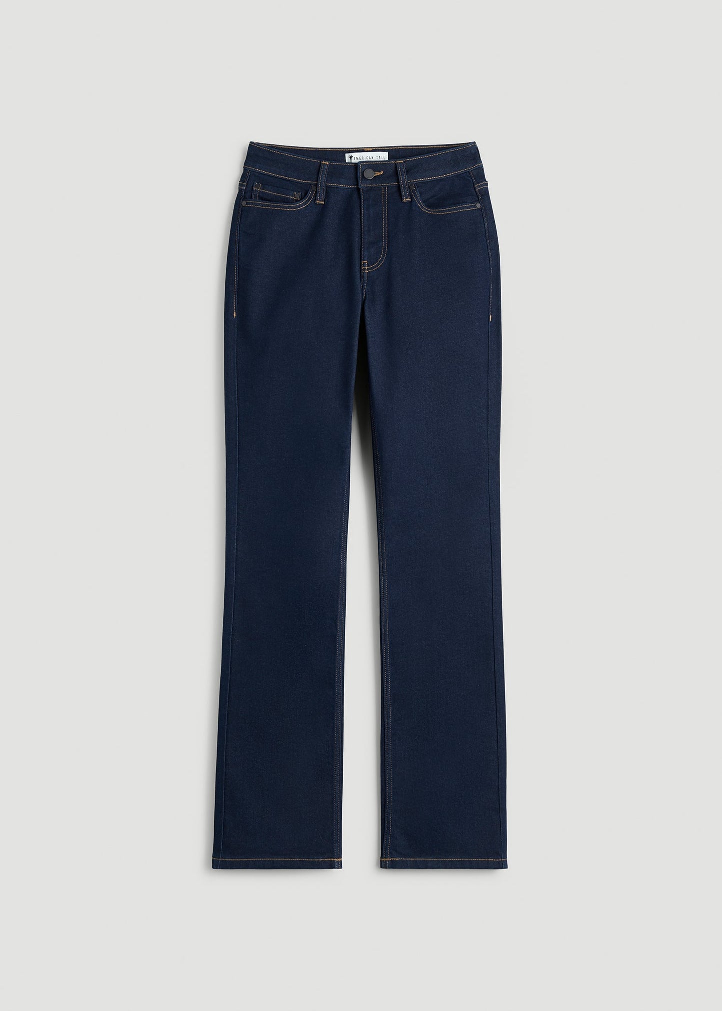 American Tall Women Mid-Rise Straight Fit Jeans for Tall Women in Deep Indigo Wash