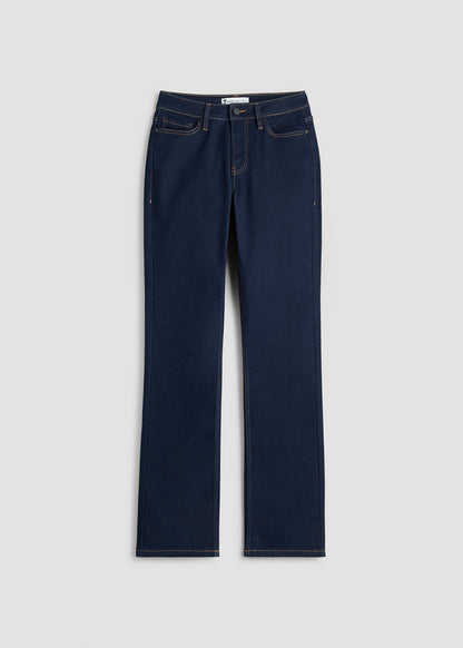 American Tall Women Mid-Rise Straight Fit Jeans for Tall Women in Deep Indigo Wash