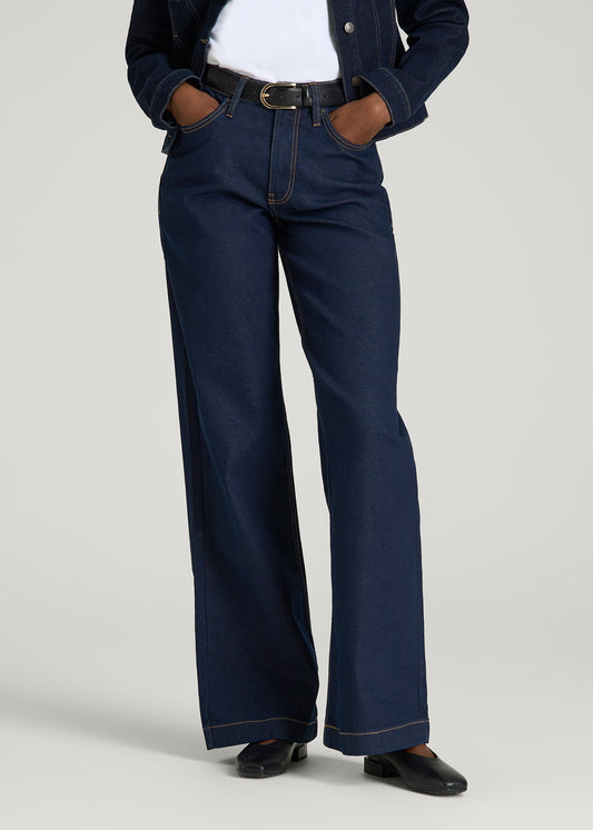 American Tall Women Luna High-Rise Wide-Leg Jeans for Tall Women in Deep Indigo Wash