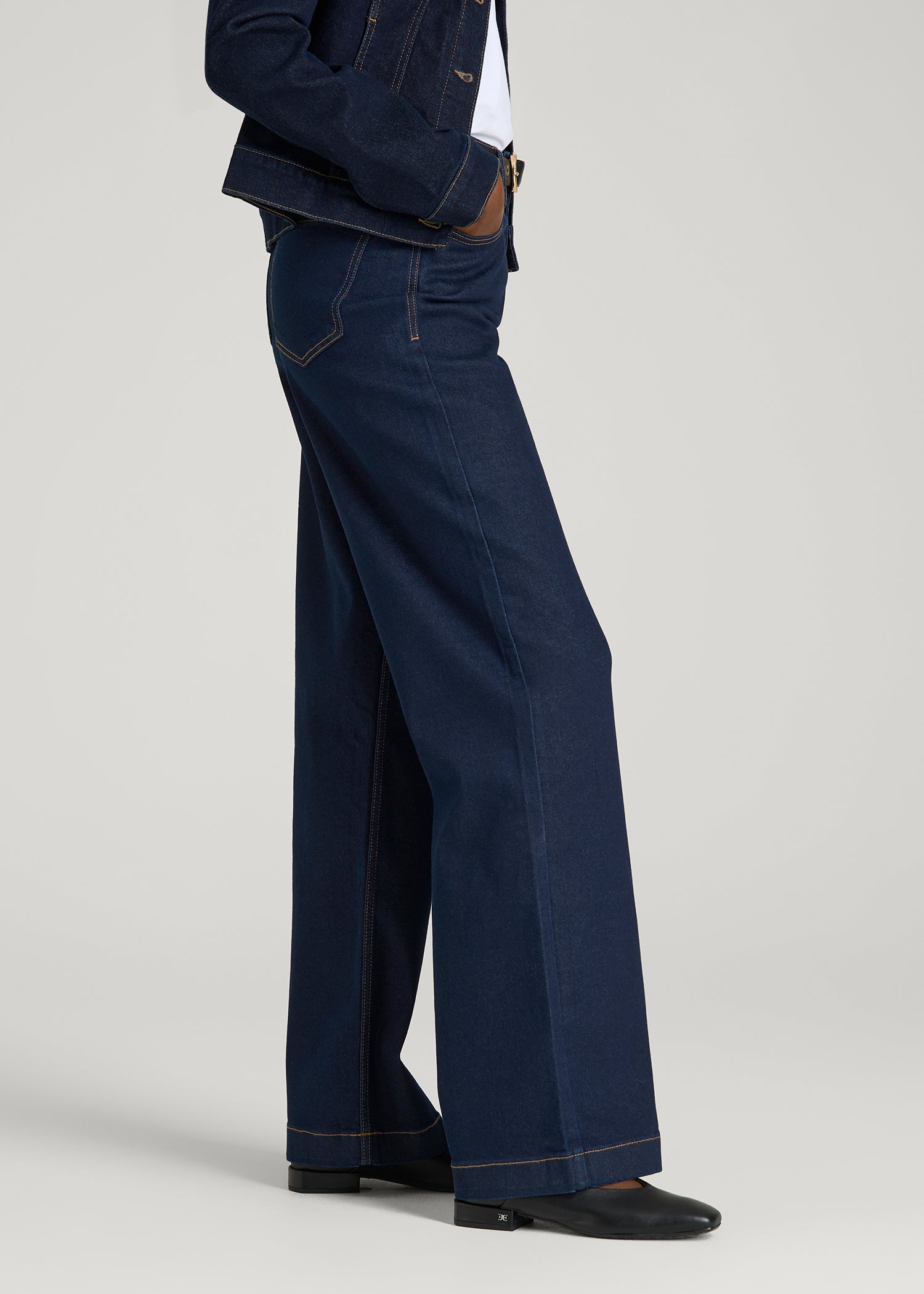 American Tall Women Luna High-Rise Wide-Leg Jeans for Tall Women in Deep Indigo Wash