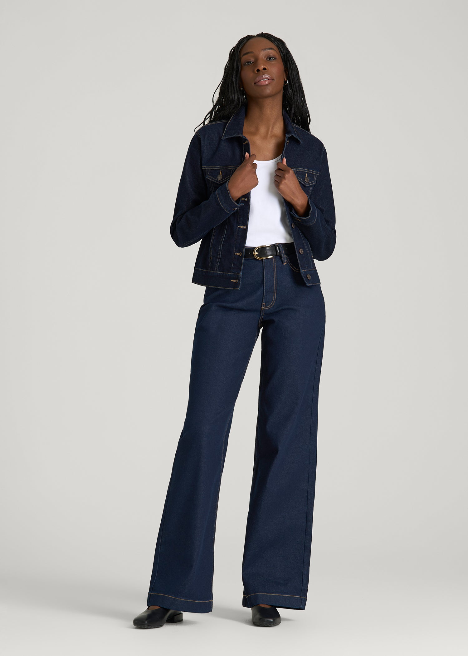 American Tall Women Luna High-Rise Wide-Leg Jeans for Tall Women in Deep Indigo Wash