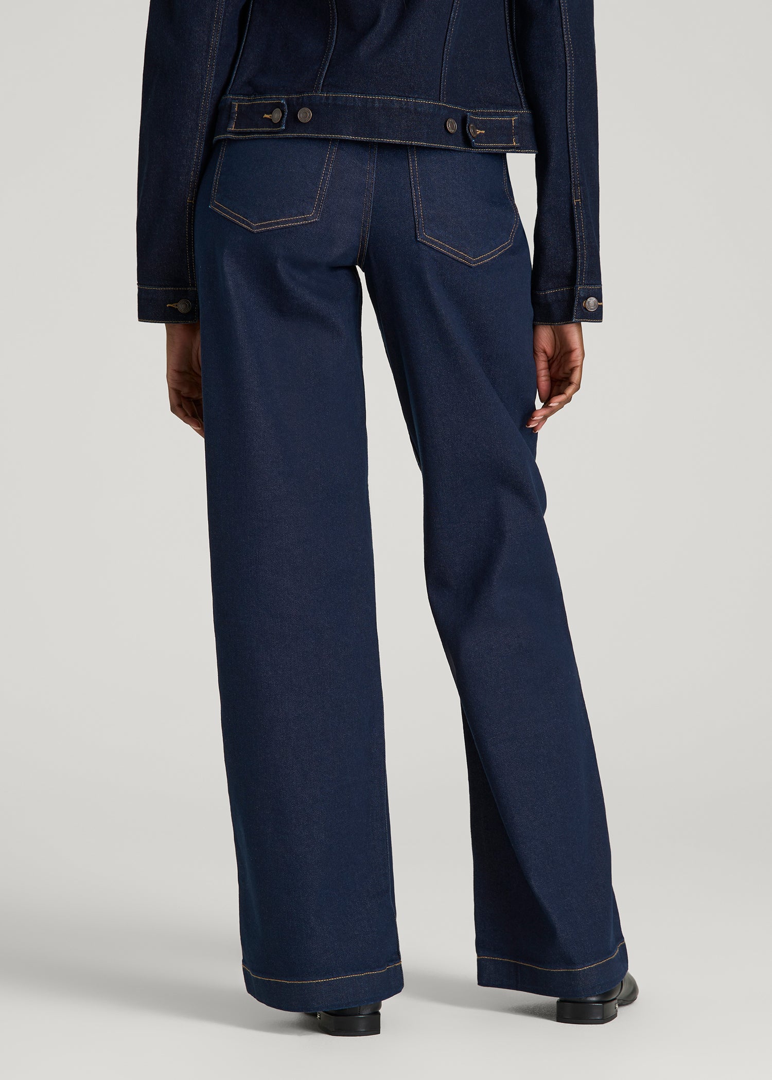 American Tall Women Luna High-Rise Wide-Leg Jeans for Tall Women in Deep Indigo Wash