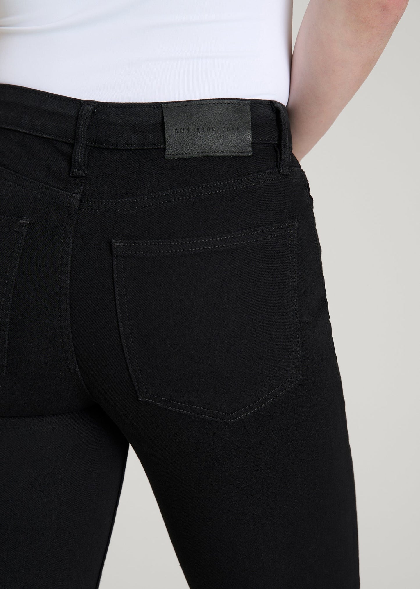 American Tall Women Harper High-Rise Straight Stretch Jeans for Tall Women in Optimum Black
