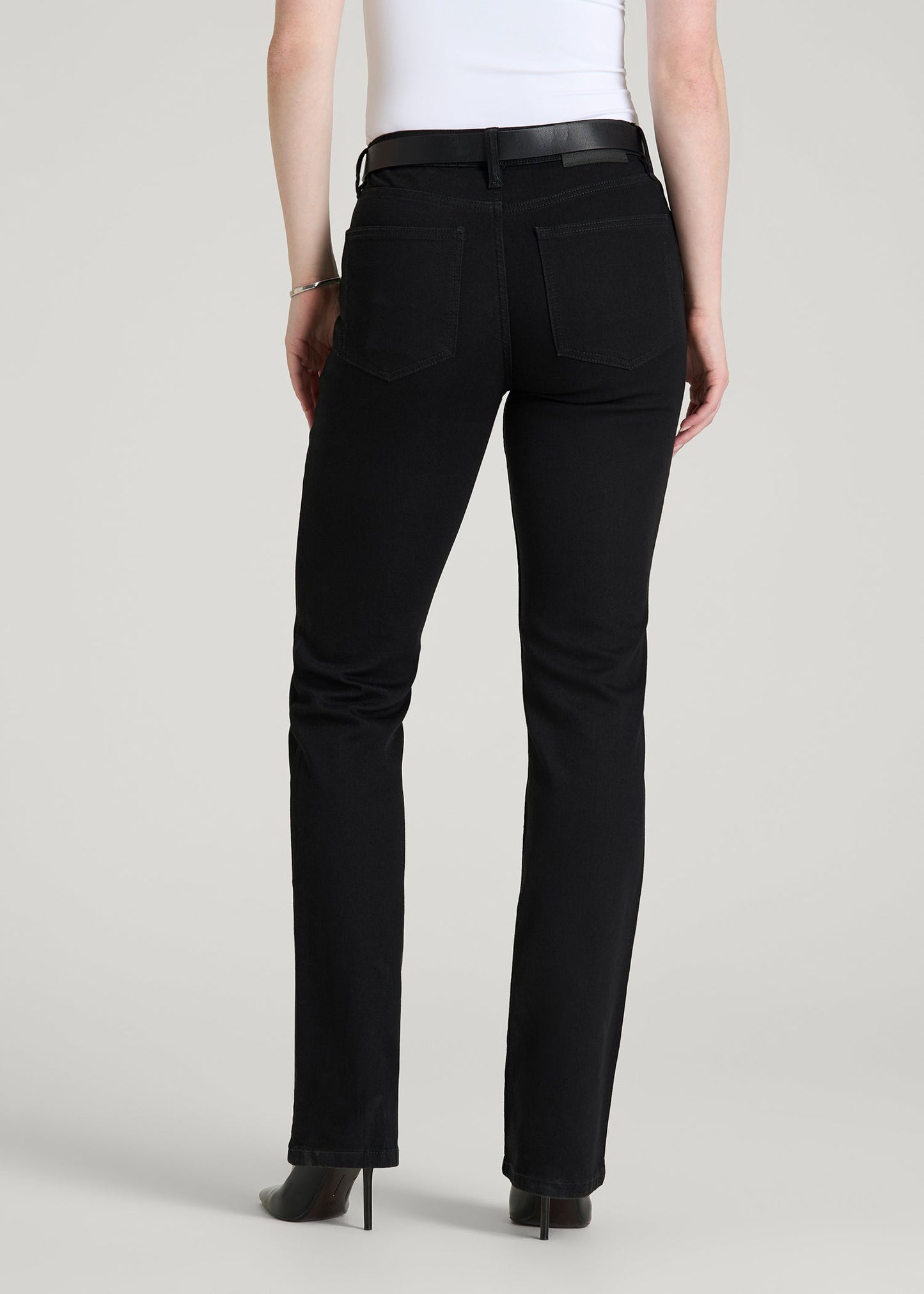 American Tall Women Harper High-Rise Straight Stretch Jeans for Tall Women in Optimum Black