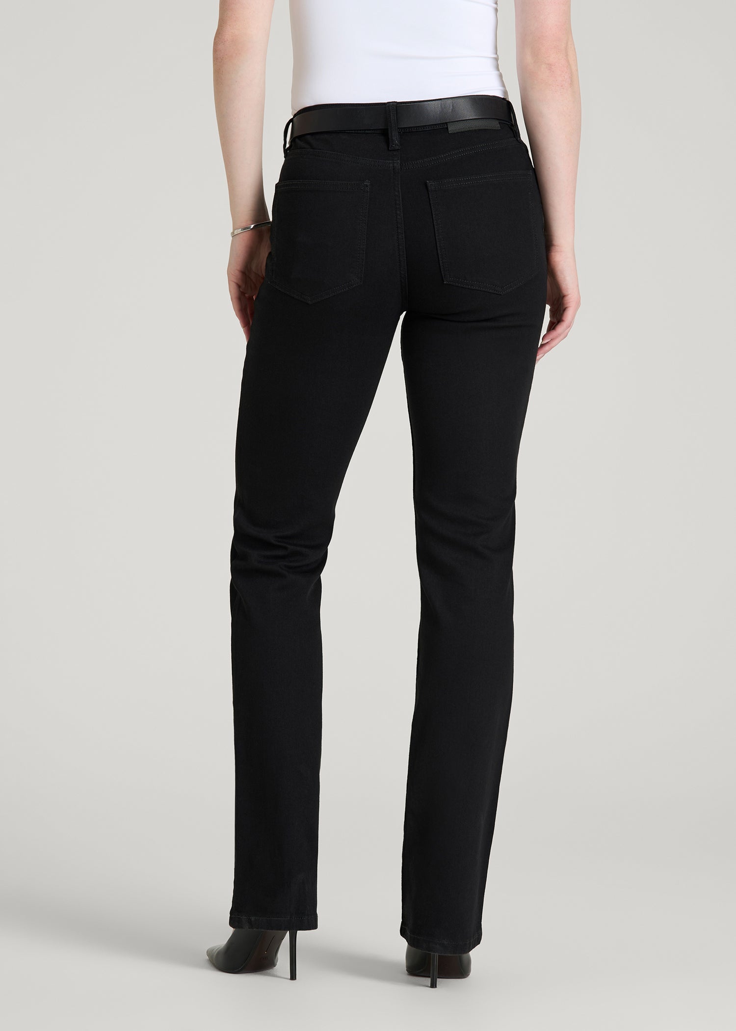 American Tall Women Harper High-Rise Straight Stretch Jeans for Tall Women in Optimum Black