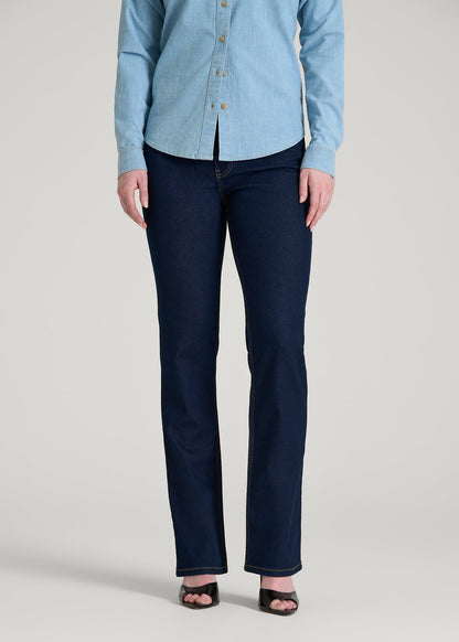 American Tall Women Harper High-Rise Straight Stretch Jeans for Tall Women in Deep Indigo Wash