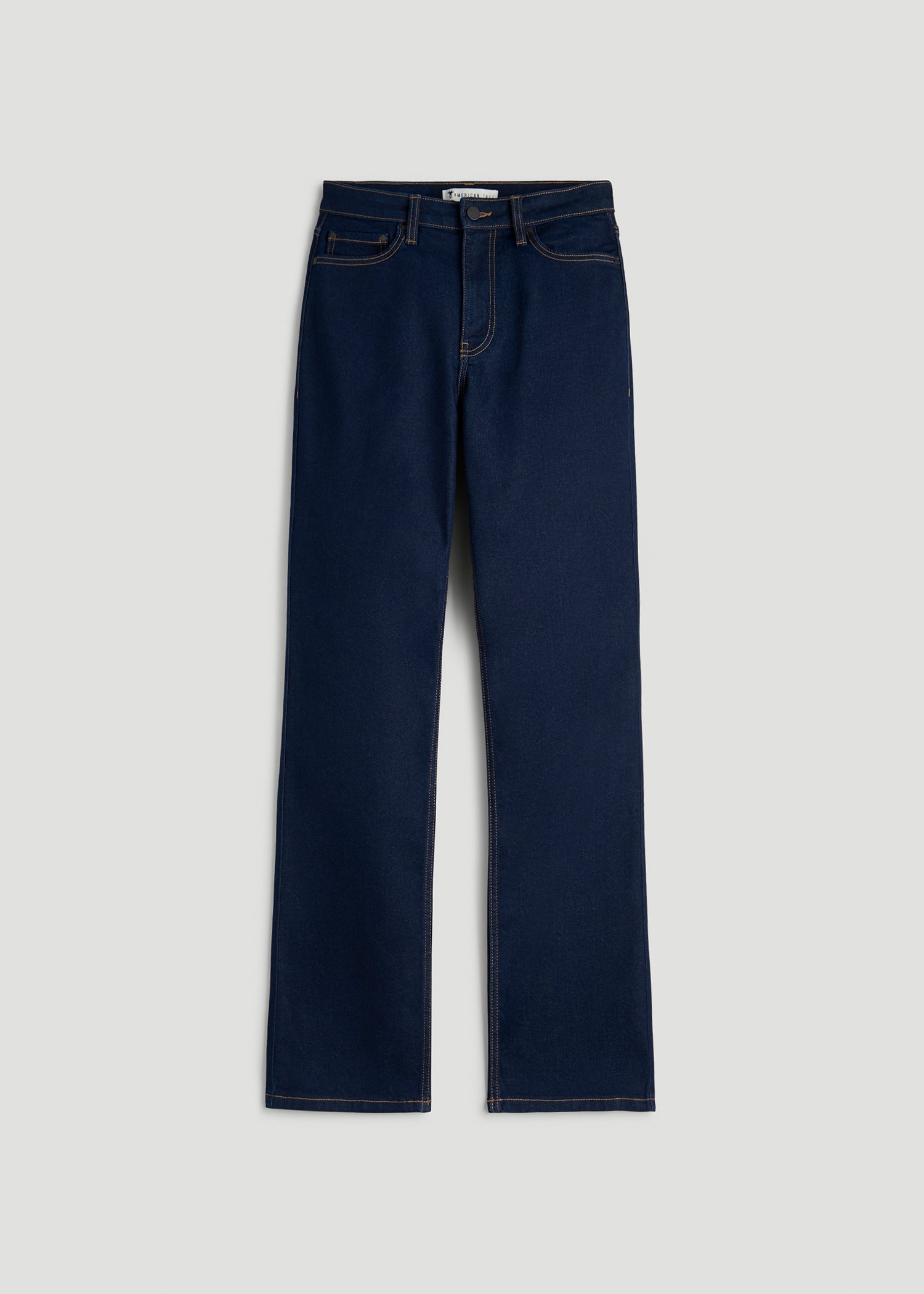 American Tall Women Harper High-Rise Straight Stretch Jeans for Tall Women in Deep Indigo Wash