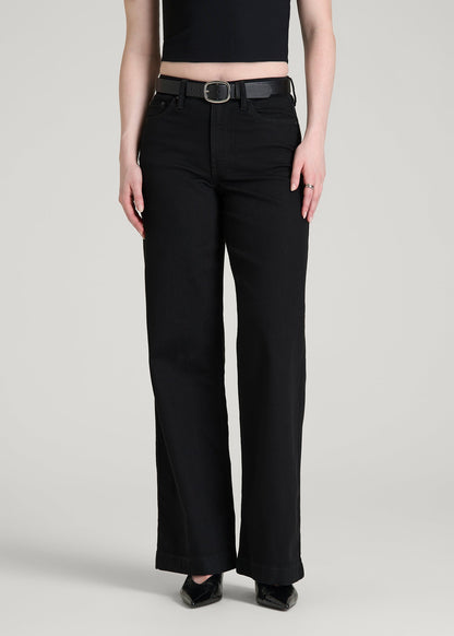 American Tall Women Luna High-Rise Wide-Leg Jeans for Tall Women in Optimum Black