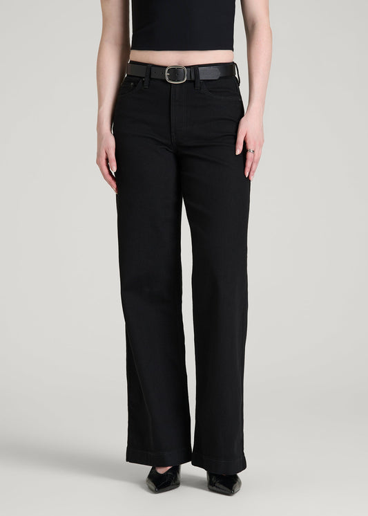 American Tall Women Luna High-Rise Wide-Leg Jeans for Tall Women in Optimum Black